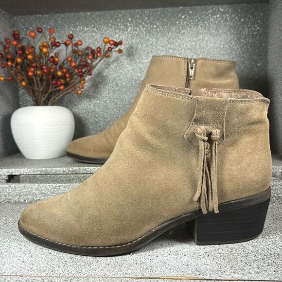 White Mountain Havana Taupe Suede Leather Ankle Boots Booties Size 10 - Picture 1 of 8